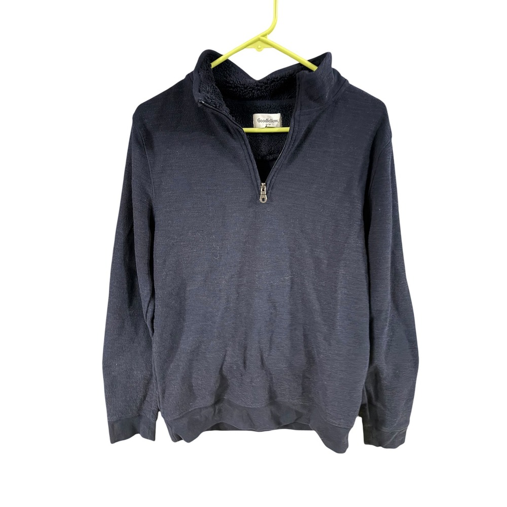 Goodfellow & Co Mens Navy Blue Sherpa Lined Quarter Zip Pullover Sweater Small